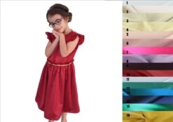 Robe De Noël Enfant Satin Rouge Personnalisable, Robe Petite Fille Demoiselle D Honneur, Baptême En Satin .