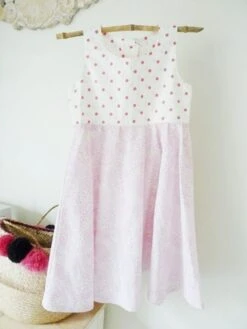 Robe Ample à Pois Rose 8 Ans