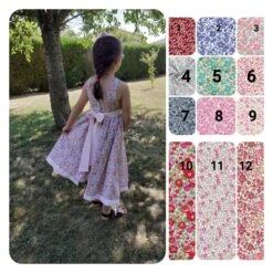 Robe Petite Fille Demoiselle D'honneur Sur Mesure, Unie Et Liberty Grand Noeud.