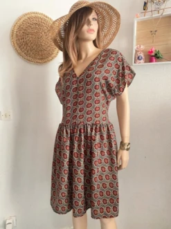 Robe Femme Encolure V, Manches Courtes