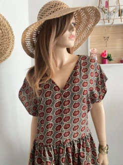 Robe Femme Encolure V, Manches Courtes -Éclat Boutique 4291618 robe femme encolure v manches courtes 3