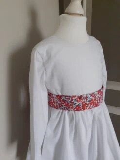 Robe Mariage Enfant D'honneur Manches Longues Coton Unie Et Ceinture Liberty Personnalisable. -Éclat Boutique 4419223 robe mariage enfant d honneur manches longues coton unie et 3