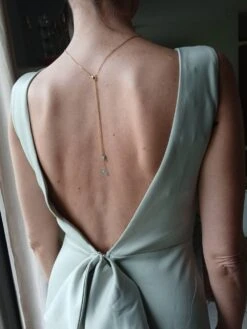 Douce- Collier Et Bijou De Dos 2 En 1 Pour Habiller Une Robe à Dos Nu- Chaîne De Dos à Cristaux Turquoise- Bijou De Mariée Bohème.
