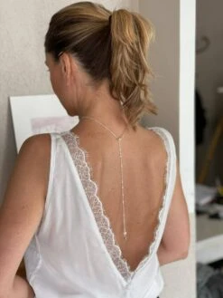 Bijou De Dos Nu, Collier Robe Dos Ouvert,chaîne Argentée, Perles Nacrées Ivoire. -Éclat Boutique 4436792 bijou de dos nu collier robe dos ouvert chaine argentee 6