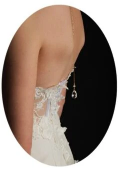 Collier De Dos Nu- Bijou De Dos Nuptial, Robe Dos Ouvertchaîne En Laiton Doré- Goutte Et Larme Transparentes En Cristal.