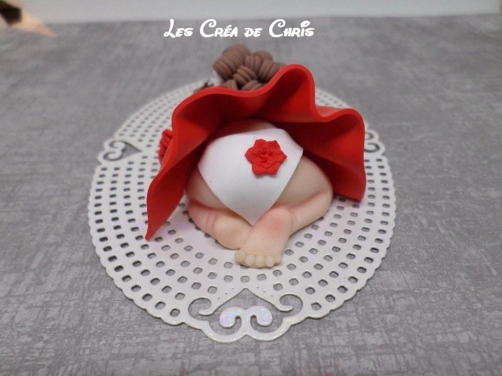 Bébé Fimo Fille Robe Et Cheveux En Reliefs. 3 Bébé Fimo Fille Robe Et Cheveux En Reliefs. – Image 3