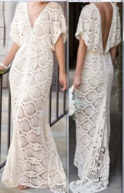 Sur Commande.chic Robe De Mariage Longue ,coton Au Crochet Fait Main,pour Femme,fille