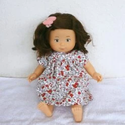 Habits Poupée Florolle (corolle) - Robe Fleurs Rouges/grises Et Bloomer