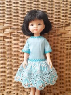 Robe De Soirée Poupée, Satin Et Broderie Anglaise