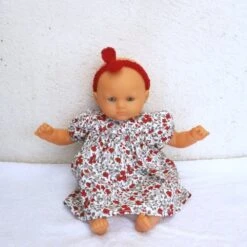 Habits Poupon Corolle 30 Cm - Robe Fleurs Rouges Et Grises