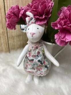 Chat Tilda Robe Rose Bébé En Tissu Fait Main Décoration Animaux Habillés -Éclat Boutique 4572827 chat tilda bleu en tissu fait main decoration animaux habil 3