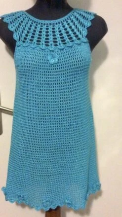 Chic Robe Au Crochet Dentelle Fait Main Pour Femme T36-38,modèle Unique,fil Polyester Avec Coton -Éclat Boutique 4599126 robe cardigan maxi multicolore fantaisie style boho hippie 3