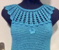 Chic Robe Au Crochet Dentelle Fait Main Pour Femme T36-38,modèle Unique,fil Polyester Avec Coton