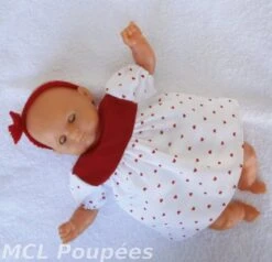 Habits, Vêtements Poupon Corolle 30 Cm - Robe Petits Coeurs Rouges Et Bandeau