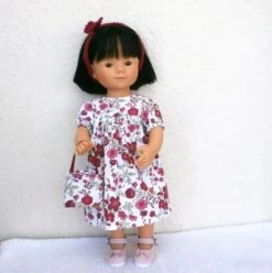 Habits, Vêtements Poupée Marieta 35 Cm : Robe Fleurie Tons Bordeaux