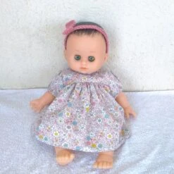 Habits Poupon Petitcollin 28 Cm - Robe Rose Fleurie