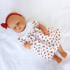 Habits Poupon Corolle 36 Cm Corps Vinyle - Robe Petits Fruits Rouges Et Bandeau