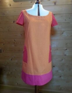 Robe Courte, Ample, Forme Trapèze, à Manches Courtes En Tissus 100% Coton -Éclat Boutique 468251 robe courte ample forme trapeze a manches courtes en tissus 100 coton 4