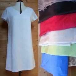 Robe Trapèze En Lin à Manches Courtes