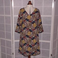 Robe Trapèze Ample Encolure En V Et Manches 3/4 -Éclat Boutique 468521 robe trapeze ample encolure en v et manches 3 4 4