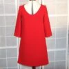 Robe Trapèze Rouge En Crêpe De Polyester Rouge à Manches 3/4