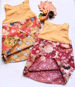 Robe Réversible, Bébé Fille 12-18 Mois, Fleurs Japonisantes Corail Et Chats, Robe Chasuble Trapèze -Éclat Boutique 4703184 robe reversible bebe 12 18 mois cotons fleurs ananas et 6