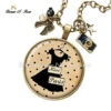 Collier * Ma Petite Robe Noire * Cabochon Bronze Pois Beige Chic Bijou Noir