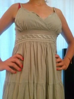 Robe Longue à Bretelles Couleur Gris