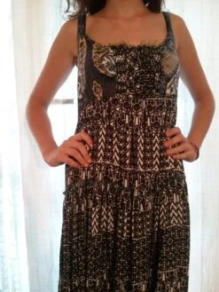 Robe Longue,à Bretelles Large,imprimé Et Dentelle,vêtements Femme,cadeau Femme,robe Fille