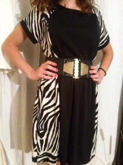 Robe Manches Courtes En Motif Zébré