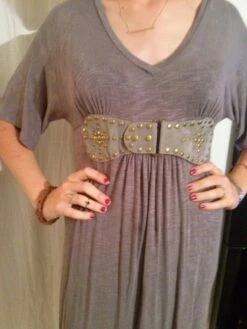 Robe Manches Courtes,en Jersey De Viscose,couleur,gris Chiné,col En V,cadeau Femme,cadeau Fille,vêtements -Éclat Boutique 780457 robe manches courtes en viscose couleur gris chine 2