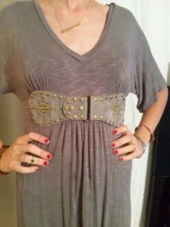 Robe Manches Courtes,en Jersey De Viscose,couleur,gris Chiné,col En V,cadeau Femme,cadeau Fille,vêtements -Éclat Boutique 780457 robe manches courtes en viscose couleur gris chine 3