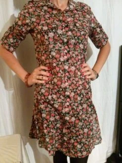 Robe Chemise Manches Longues En Coton Imprimé