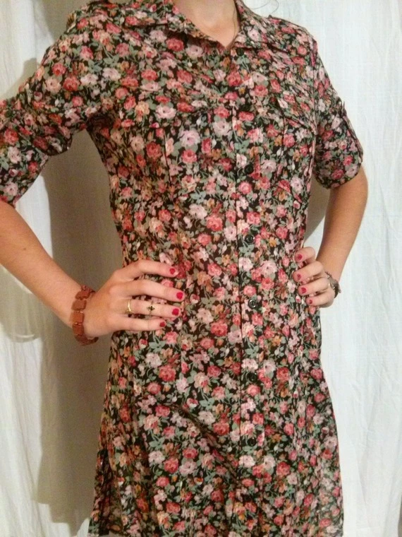 Robe Chemise Manches Longues En Coton Imprimé 3 Robe Chemise Manches Longues En Coton Imprimé – Image 3