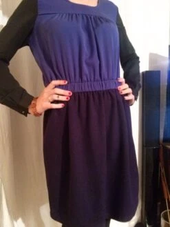 Robe Manches Longues Bicolore Prune Et Noir -Éclat Boutique 780467 robe manches longues bicolore prune et noir 2