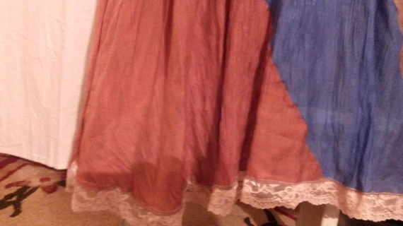 Robe Longue En Coton Froissé Couleur Marron Et Bleue 4 Robe Longue En Coton Froissé Couleur Marron Et Bleue – Image 4