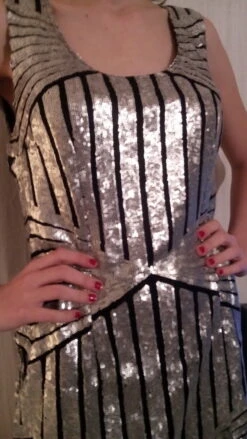 Robe Courte En Viscose Et Paillettes Argentes -Éclat Boutique 780810 robe courte en viscose et paillettes argentes 4