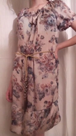 Robe Manches Courtes En Coton Et Soie Imprimé