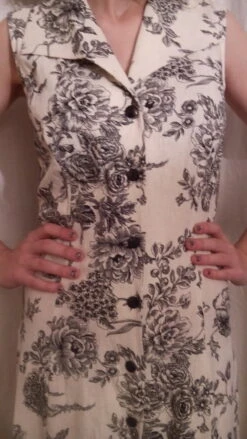 Robe Sans Manches Le Col Chemisier En Toile De Jouy -Éclat Boutique 780894 robe sans manches le col chemisier en toile de jouy 5