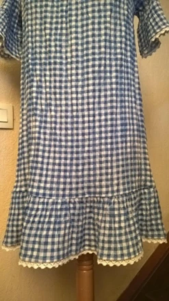 Robe En Coton Vichy,bleu Et Blanc,dentelle Blanche,robe Courte,cadeau Femme,cadeau Fille,vêtements Femme,vêtements Fille -Éclat Boutique 781073 robe en coton vichy bleu et blanc et dentelle blanche 3