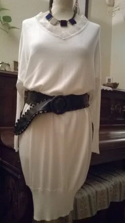 Robe Courte En Maille Fine De Soie, Coton Et Cachemire