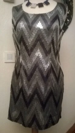 Robe Courte De Soirée à Paillettes Motif Zig-zague