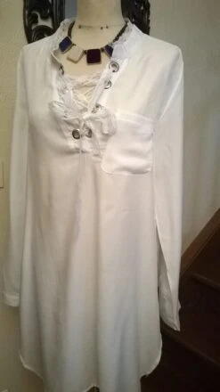 Robe Chemise En Soie Et Coton Blanc -Éclat Boutique 781617 robe chemise en soie et coton blanc 4