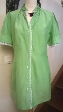 Robe Manches Courtes,en Coton Et Soie,de Couleur Verte,robe Femme,vêtements Femme,cadeau Femme,cadeau Fille -Éclat Boutique 781664 robe manches courtes en coton et soie de couleur verte 2