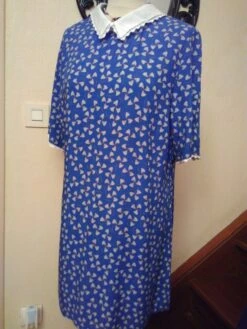 Robe Manches Courtes En Coton Imprimée Bleu -Éclat Boutique 781743 robe manches courtes en coton imprimee bleu 3