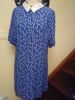 Robe Manches Courtes En Coton Imprimée Bleu -Éclat Boutique 781743 robe manches courtes en coton imprimee bleu 4