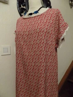 Robe Manches Courtes En Viscose Imprimée Et Dentelle -Éclat Boutique 781874 robe manches courtes en viscose imprimee et dentelle 3