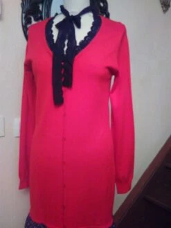 Robe Manches Longues En Maille Rouge Et Mousseline Imprimée -Éclat Boutique 781927 robe manches longues en maille rouge et mousseline imprimee 4