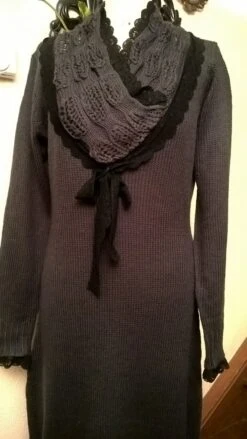 Robe Longue En Tricot De Coton, Acrylique Et Dentelle -Éclat Boutique 781960 robe longue en tricot de coton acrylique et dentelle 3