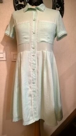 Robe Manches Courtes Couleur Vert Claire -Éclat Boutique 782136 robe manches courtes couleur vert claire 3